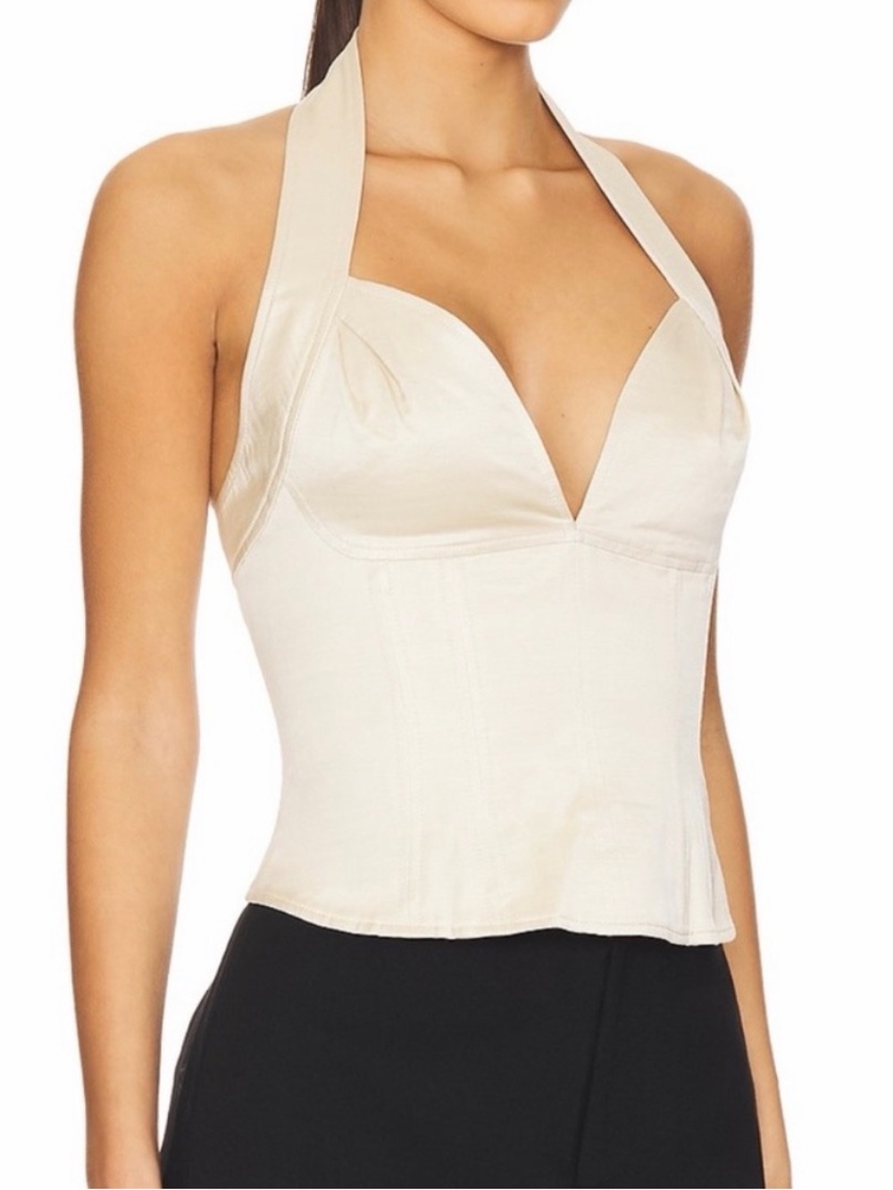 Womenโs Halter Bustier Top in Cream